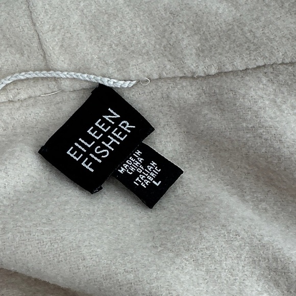 Eileen Fisher Shawl Collar Coat wool cashmere cream boxy calf length loose sz Lg - Picture 8 of 11